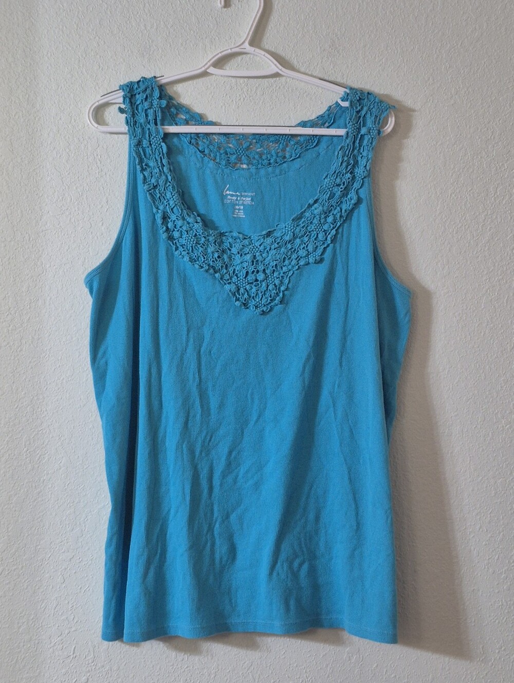 Lane Bryant Turquoise Crochet-Neck Tank